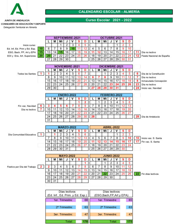 Calendario Curso Escolar 2022 2025 Andalucia IMAGESEE